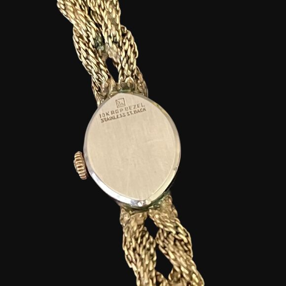 Vintage Elegant Zodiac Swiss Analog Gold Watch | 10K RGP Bezel | Braided Band - Picture 3 of 6